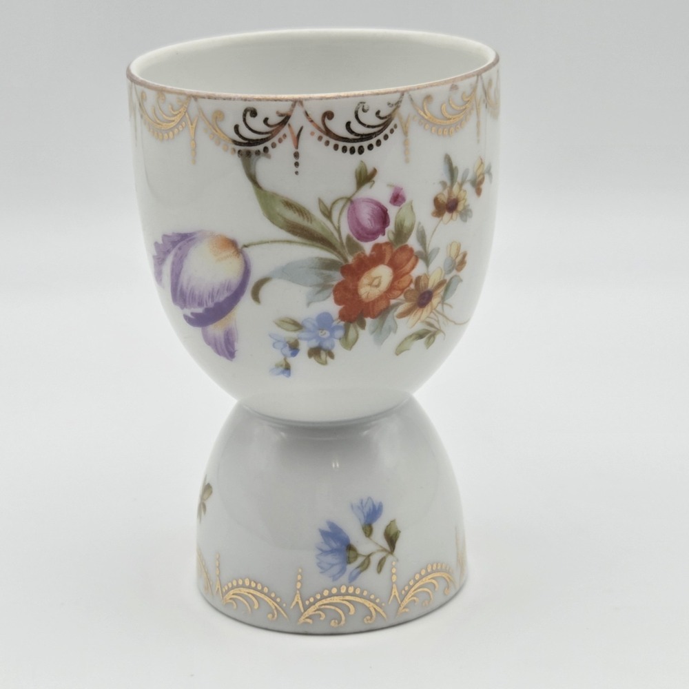 Rosenthal Selb Dresden Floral Porcelain Egg Cup With Gold‎ Trim Cottagecore